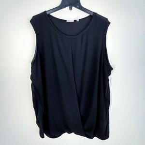 5$30 EUC DKNYC Women's Sleeveless Mixed Media Wrap-Effect Layer Blouse Size 2X